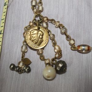 VINTAGE BEAUTIFUL COIN BEADED NECKLACE(10")